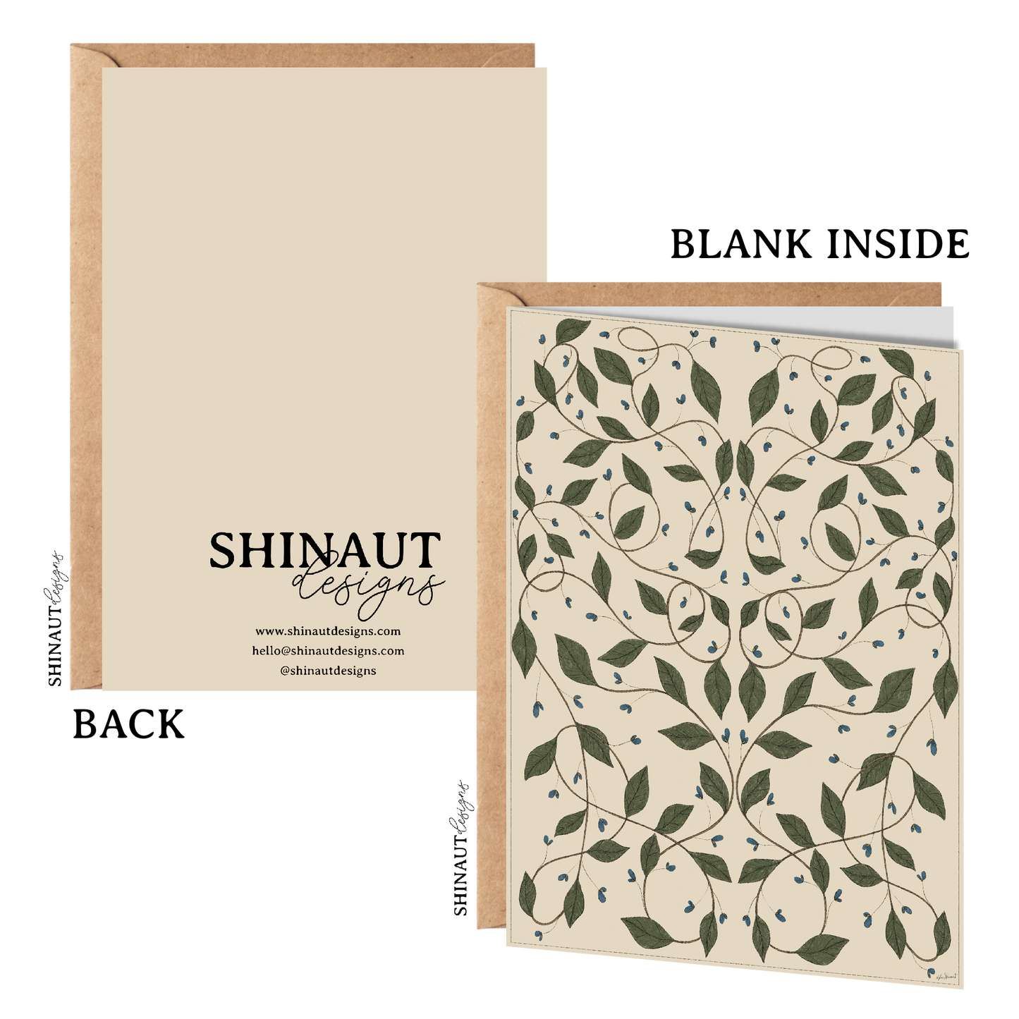 Butterfly Pea Vines Greeting Card front and back
