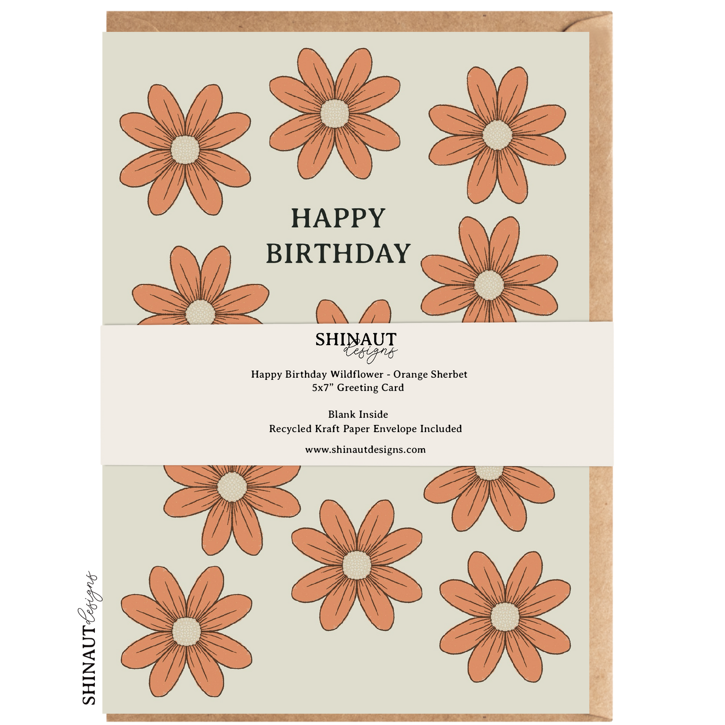 Happy Birthday Wildflower Greeting Card in orange sherbet packaging