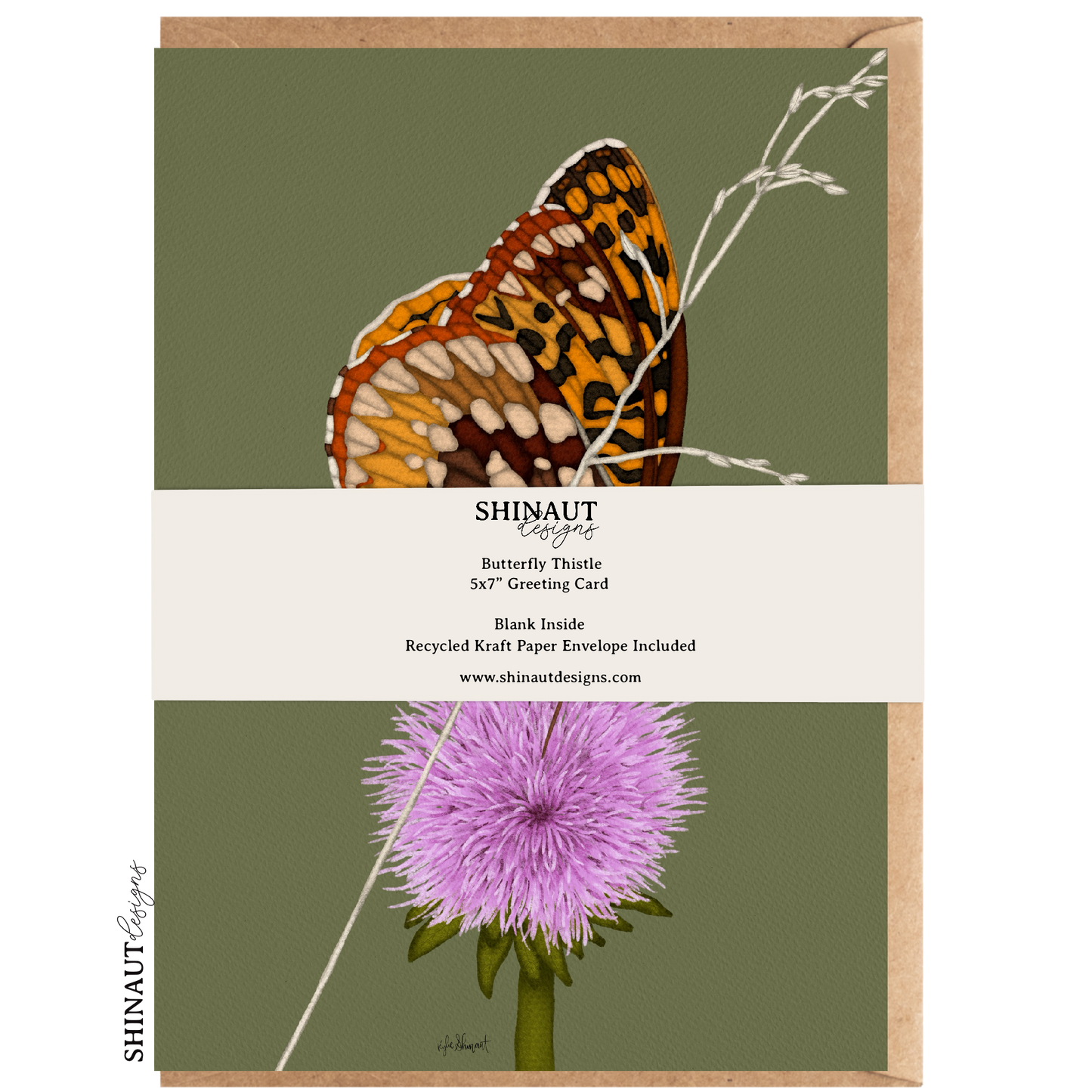 butterfly thistle greeting card packaging