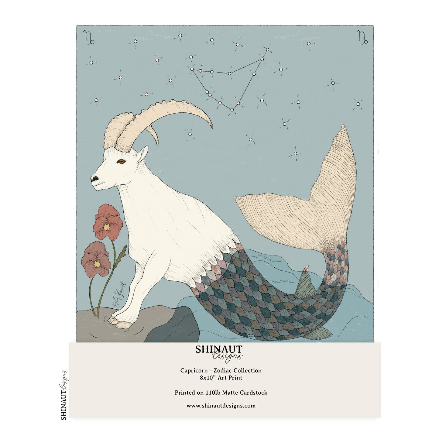 capricorn zodiac art print packaging