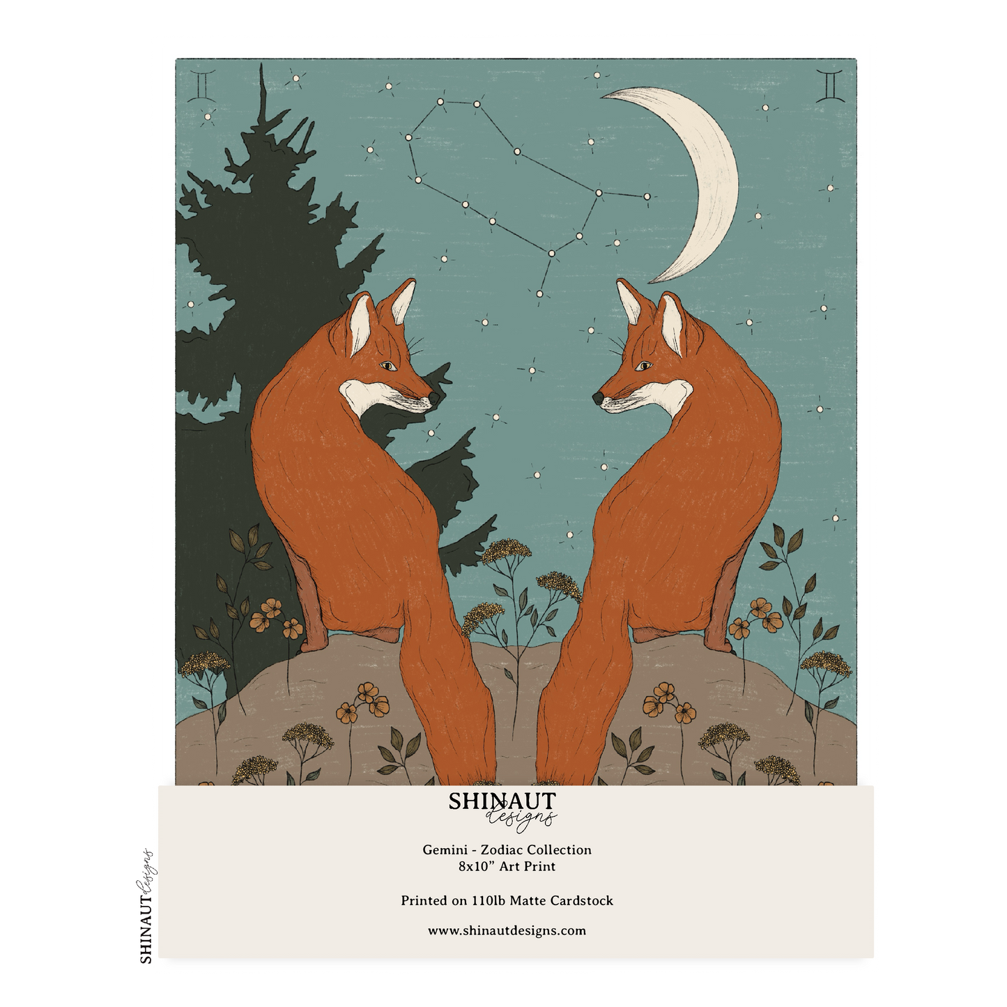 gemini zodiac art print packaging