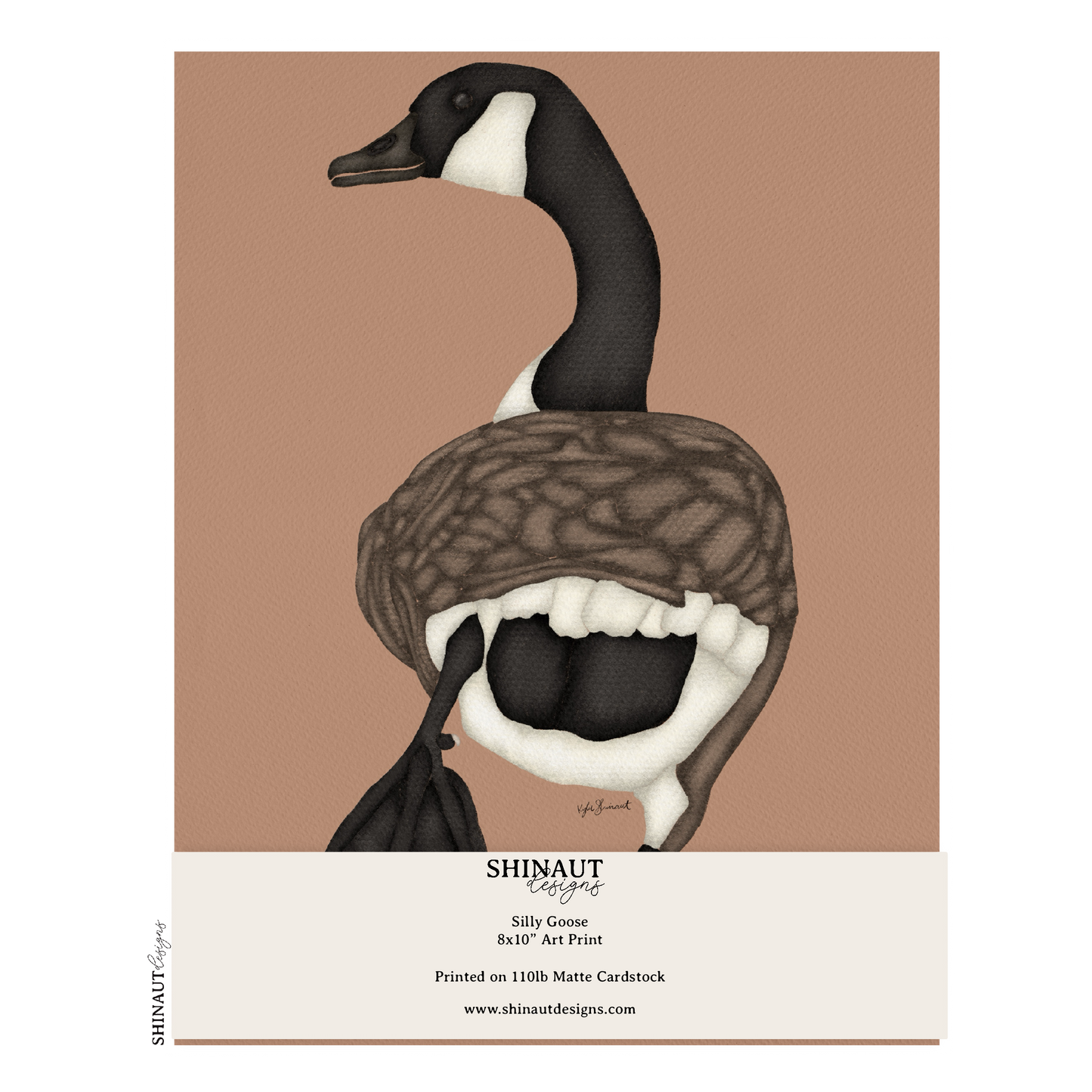 silly goose art print packaging