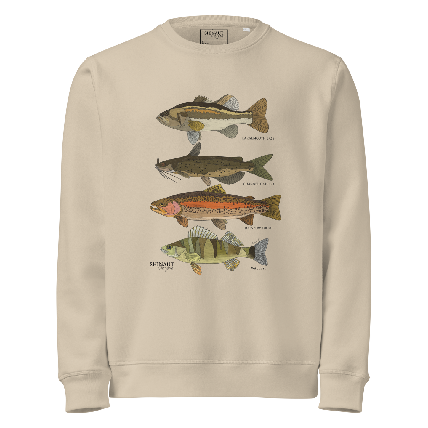 Freshwater Fish Unisex Organic Mid-Weight Sweatshirt front