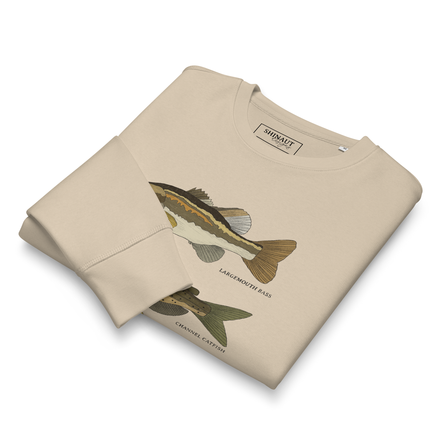 Freshwater Fish Unisex Organic Mid-Weight Sweatshirt folded
