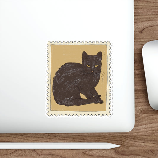 Black Cat Vintage Stamp Die-Cut Stickers