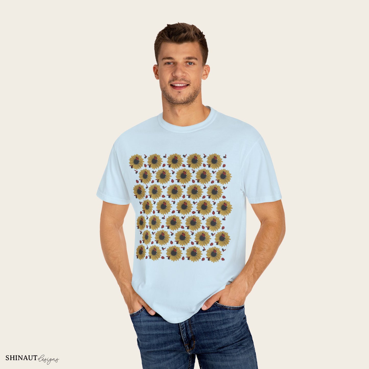 Sunflowers & Ladybugs Unisex Garment-Dyed T-shirt