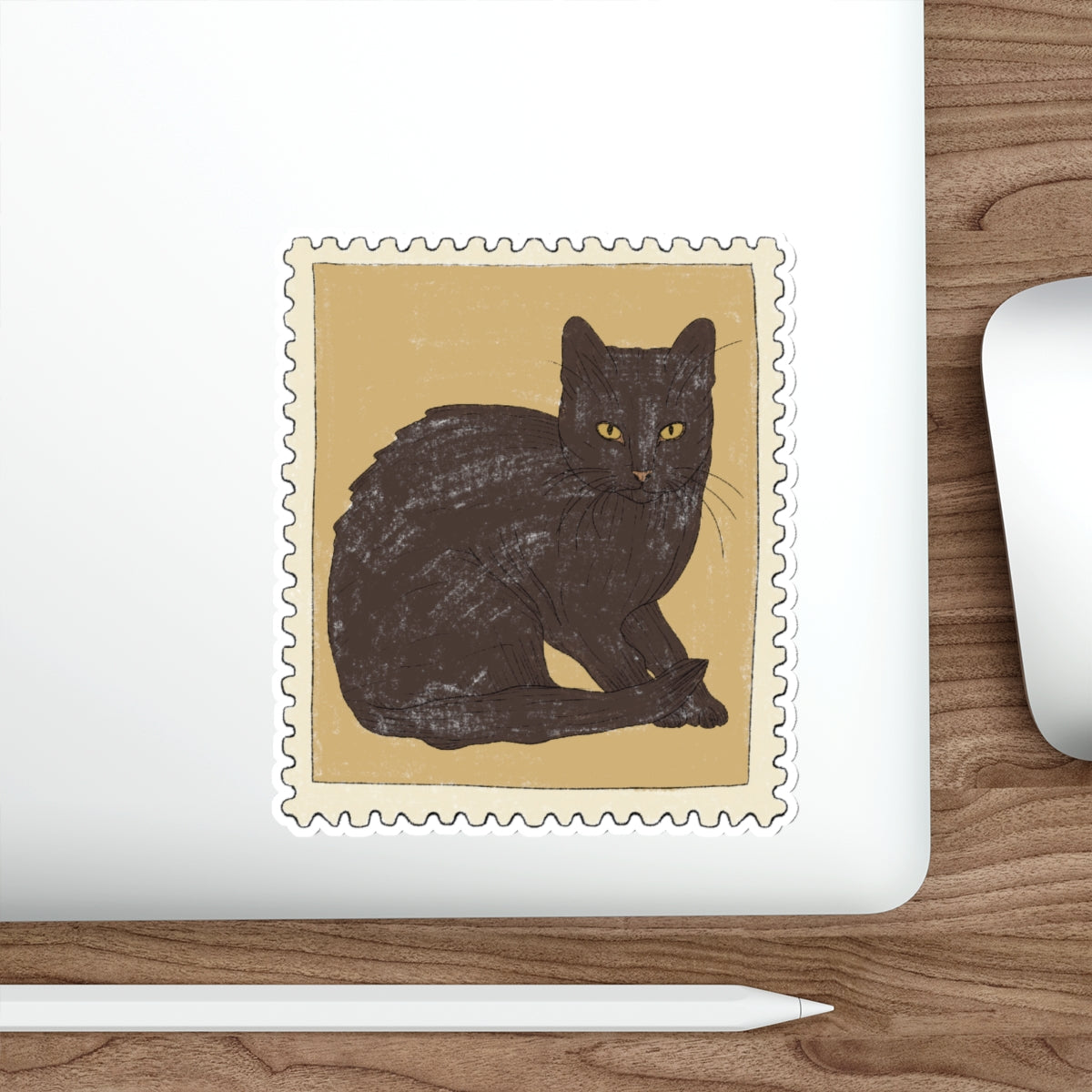 Black Cat Vintage Stamp Die-Cut Stickers