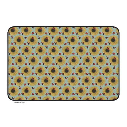 12x18" sunflower ladybug pattern desk mat