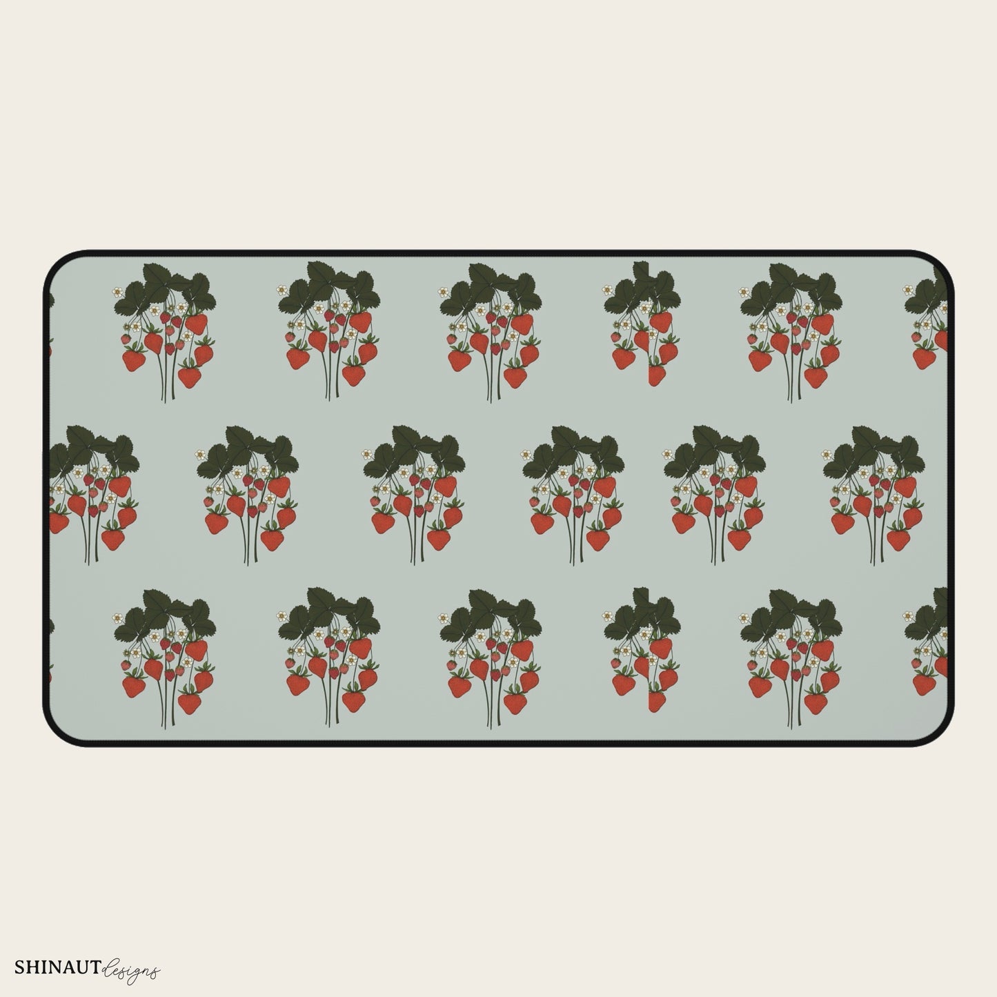 12x22" strawberry plant desk mat front