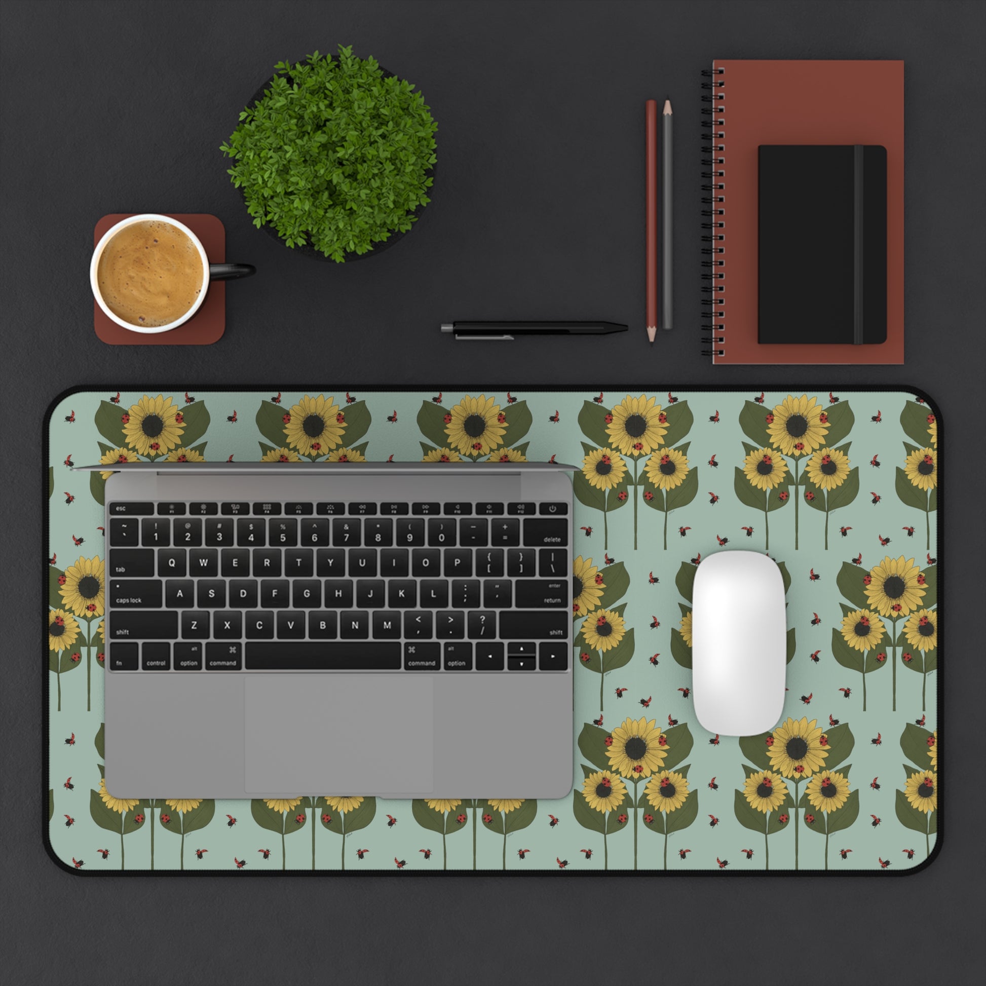 12x22" sunflower plant desk mat desk layout