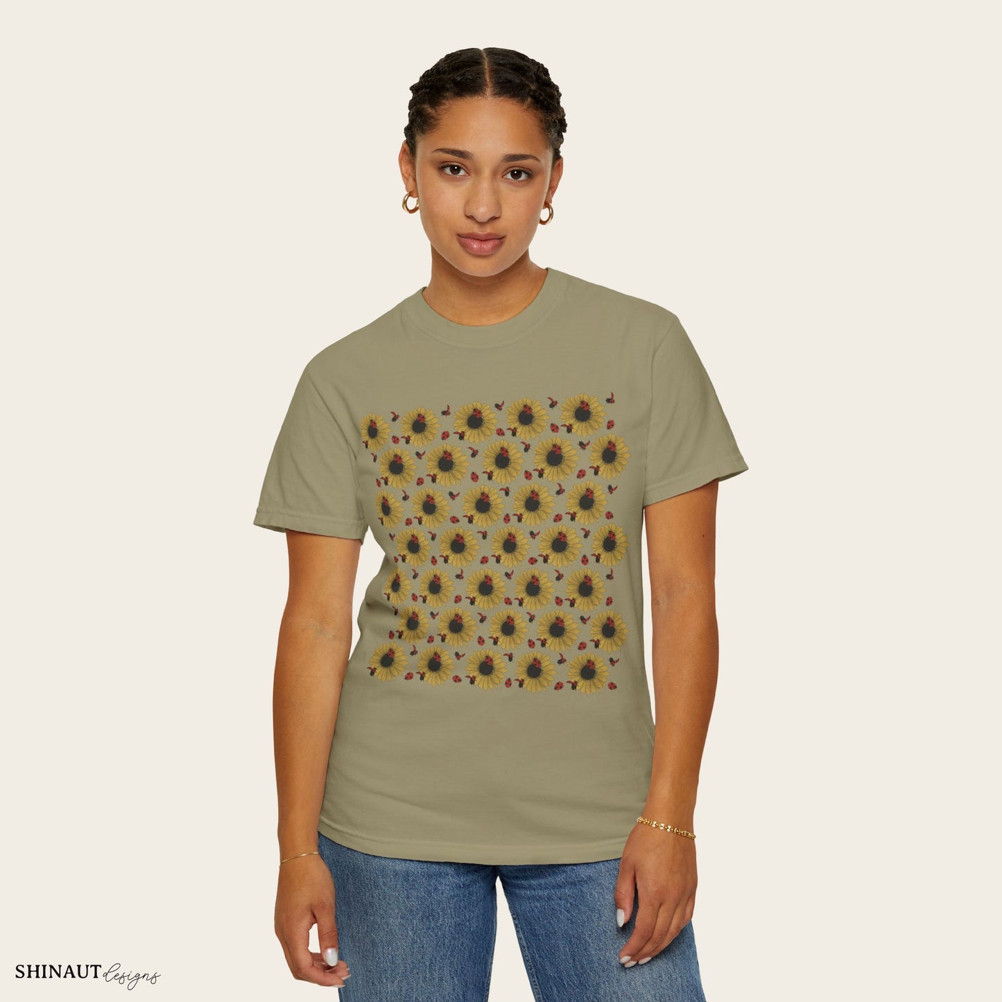 Sunflowers & Ladybugs Unisex Garment-Dyed T-shirt