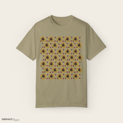 Sunflowers & Ladybugs Unisex Garment-Dyed T-shirt