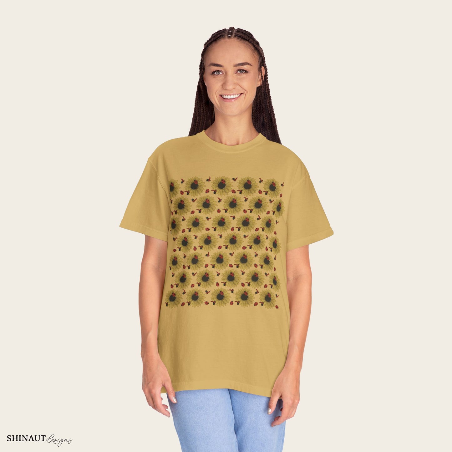 Sunflowers & Ladybugs Unisex Garment-Dyed T-shirt