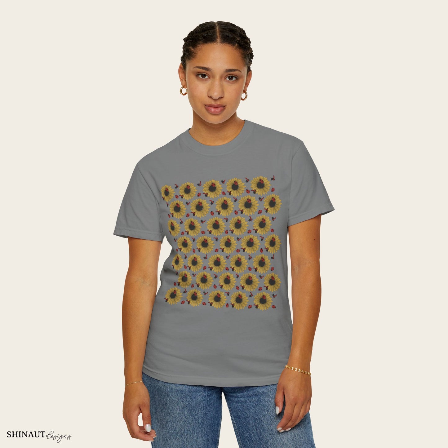 Sunflowers & Ladybugs Unisex Garment-Dyed T-shirt