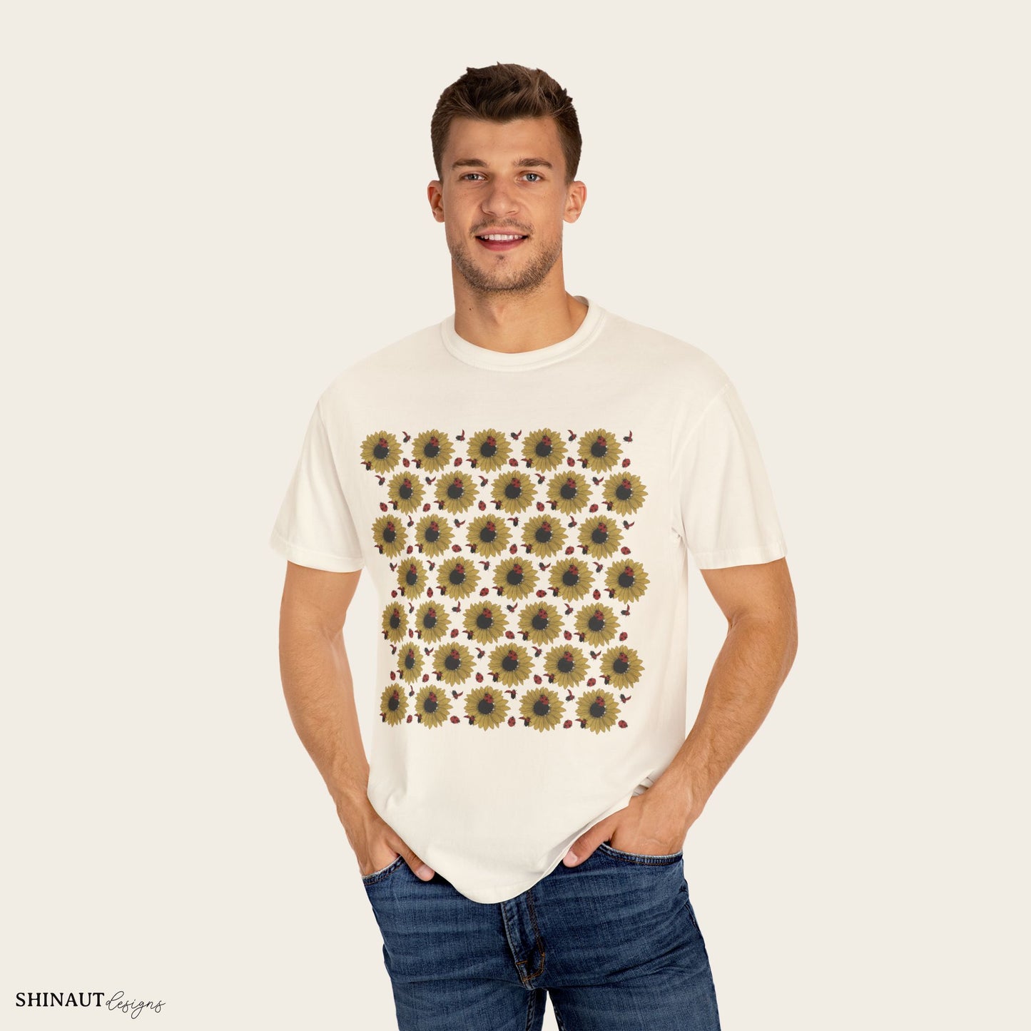 Sunflowers & Ladybugs Unisex Garment-Dyed T-shirt