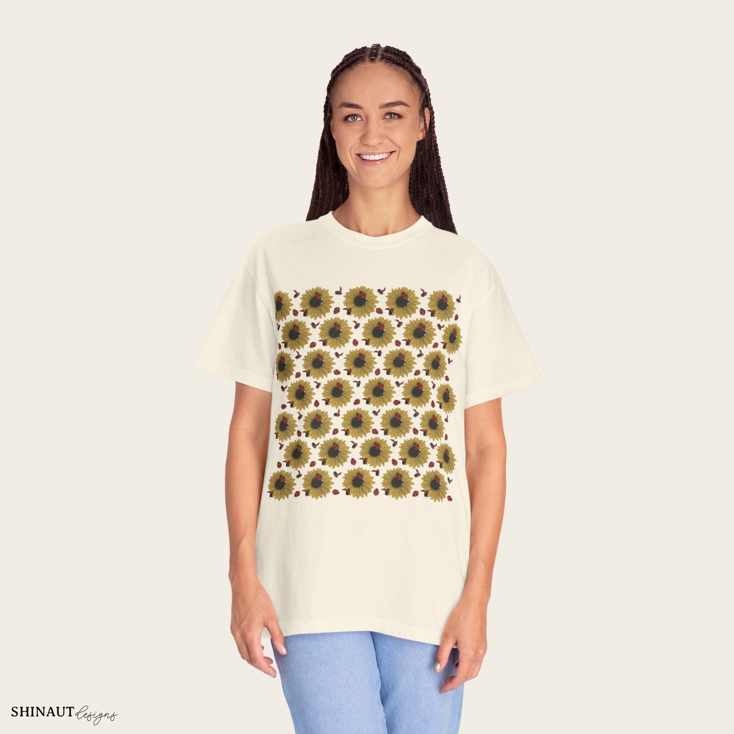 Sunflowers & Ladybugs Unisex Garment-Dyed T-shirt