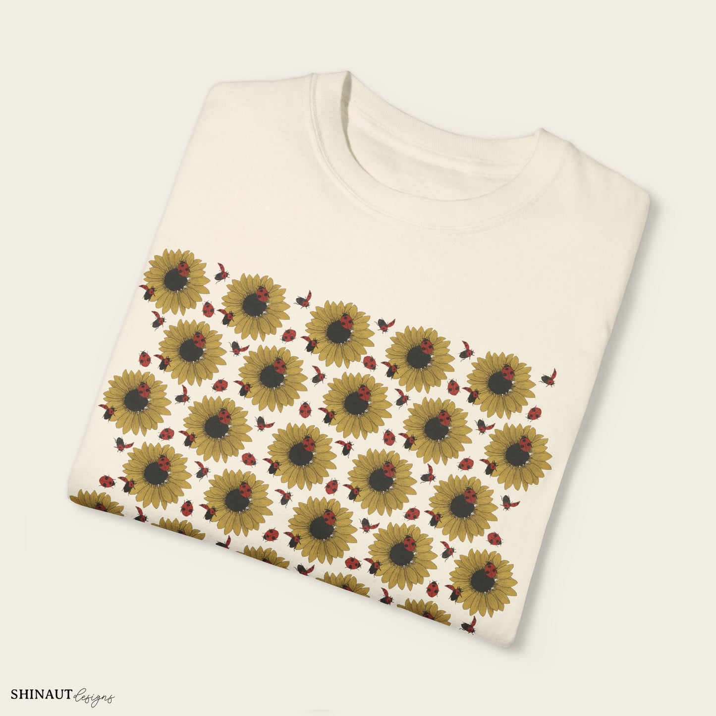 Sunflowers & Ladybugs Unisex Garment-Dyed T-shirt