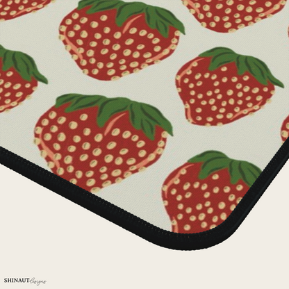 16x32" strawberry desk mat front close up