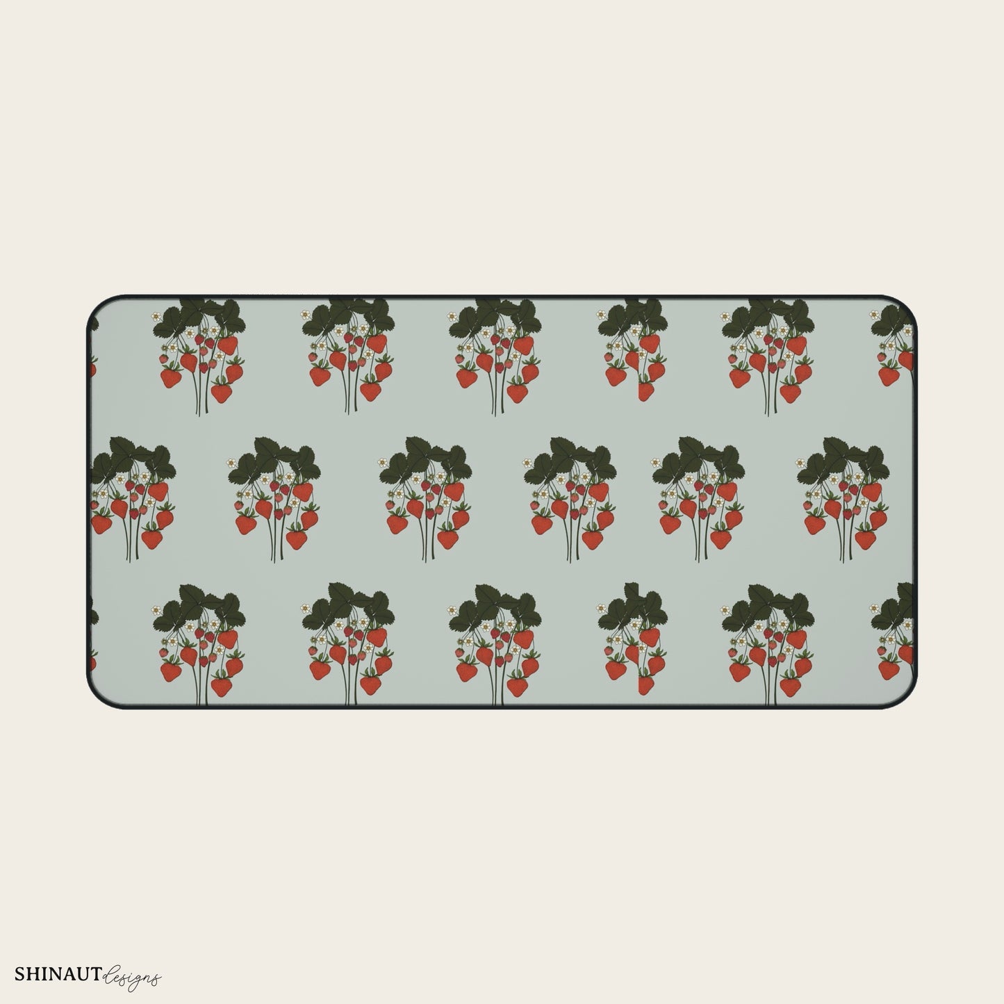 16x32" strawberry plant desk mat front