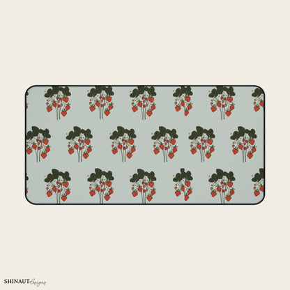 16x32" strawberry plant desk mat front