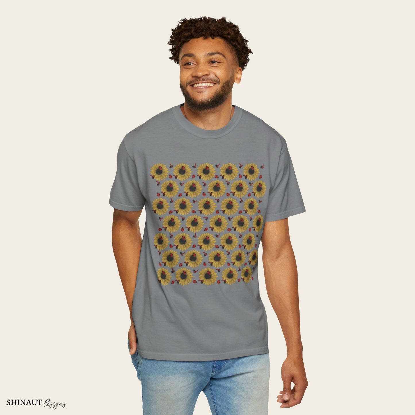 Sunflowers & Ladybugs Unisex Garment-Dyed T-shirt