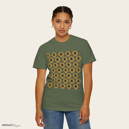 Sunflowers & Ladybugs Unisex Garment-Dyed T-shirt