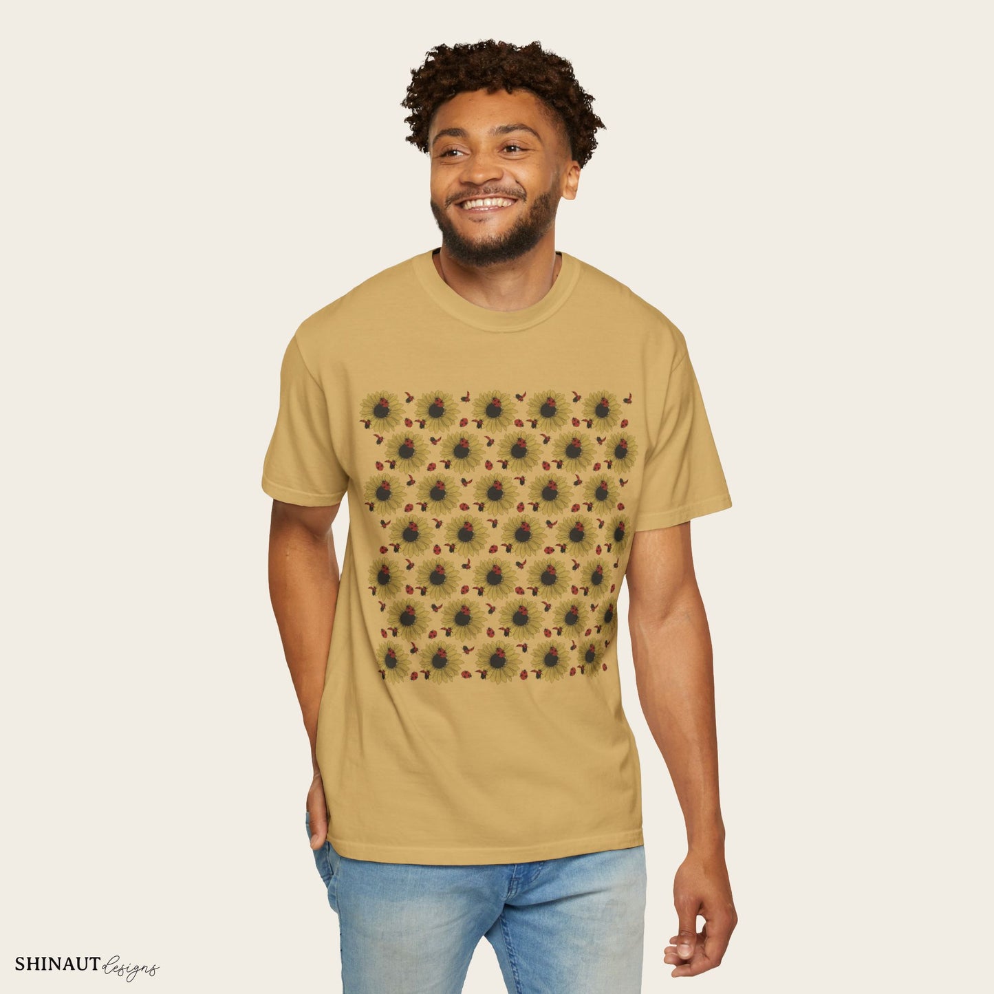 Sunflowers & Ladybugs Unisex Garment-Dyed T-shirt