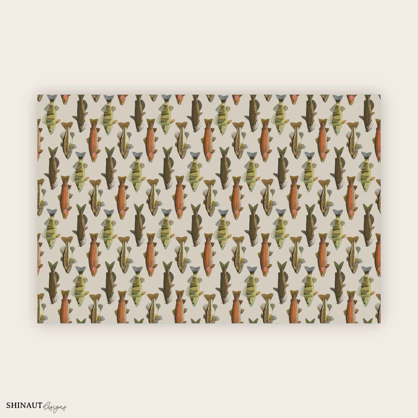 30x20 freshwater fish wrapping paper