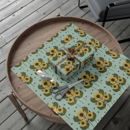 30x20" sunflower plant wrapping paper on table