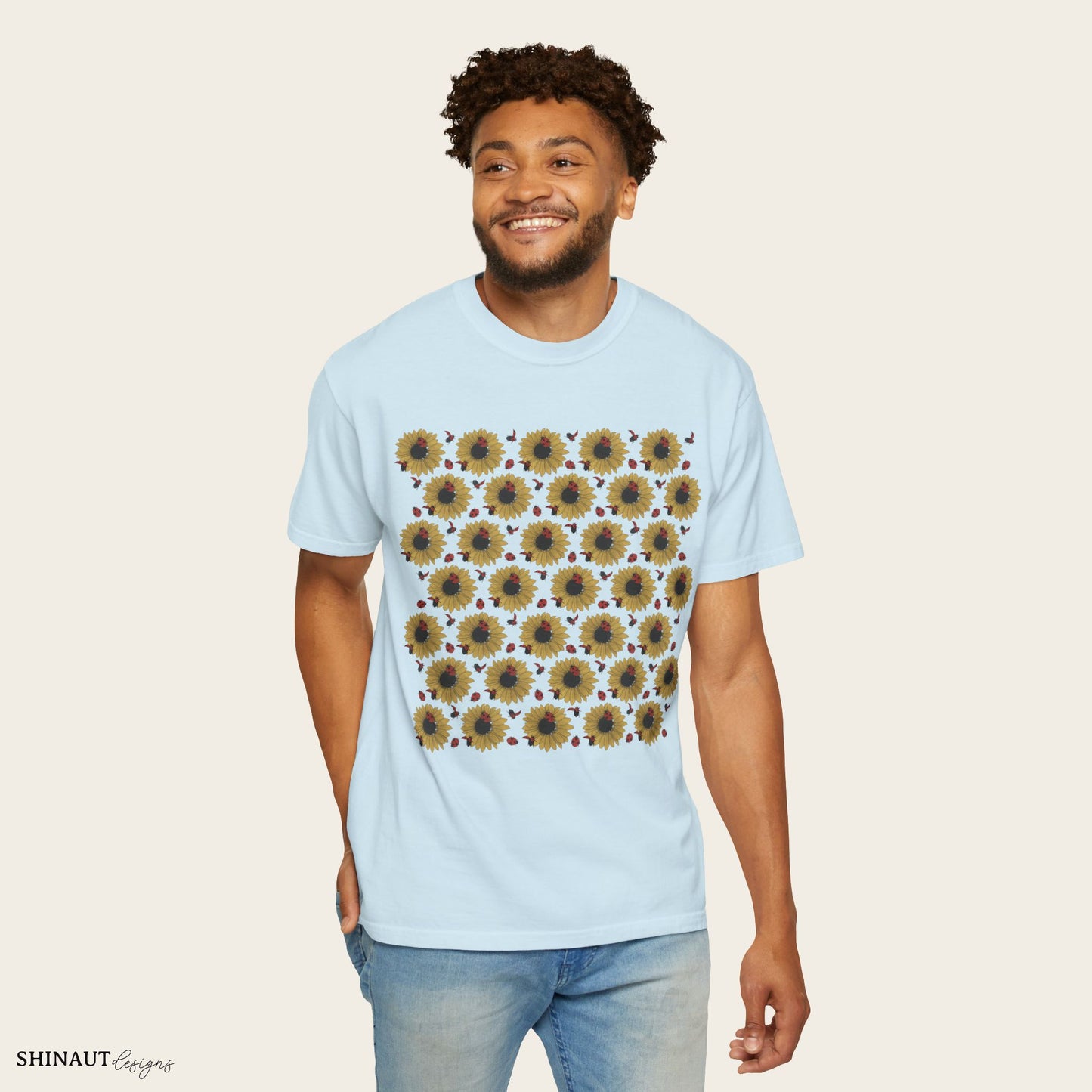 Sunflowers & Ladybugs Unisex Garment-Dyed T-shirt