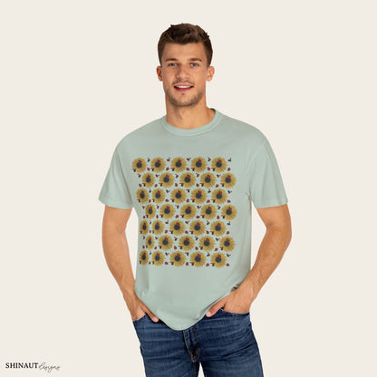 Sunflowers & Ladybugs Unisex Garment-Dyed T-shirt