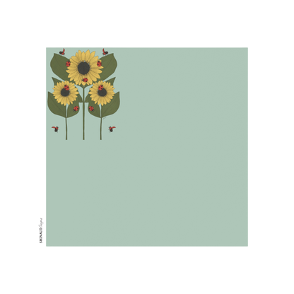 4x4" note pad sunflower plant and ladybugs