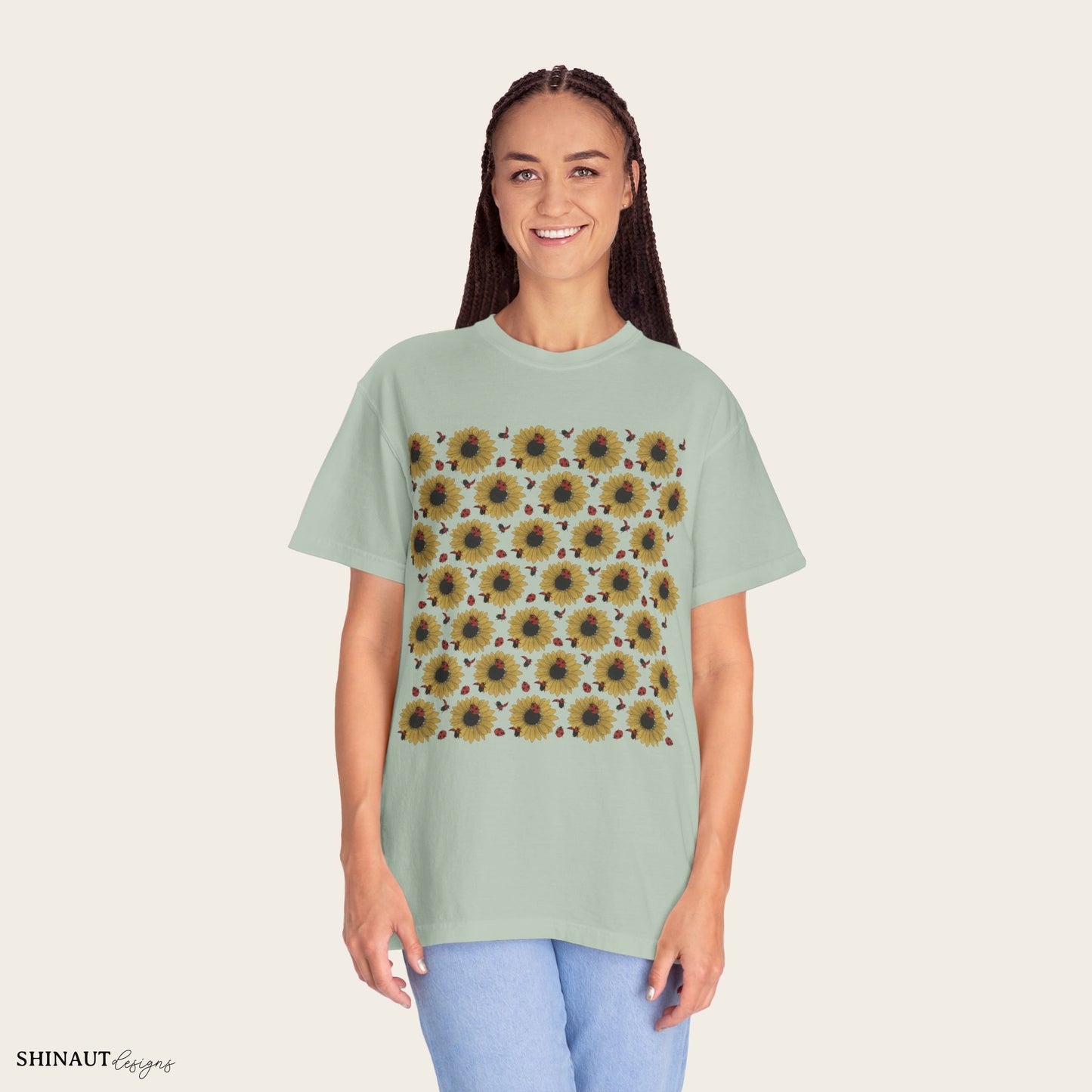 Sunflowers & Ladybugs Unisex Garment-Dyed T-shirt