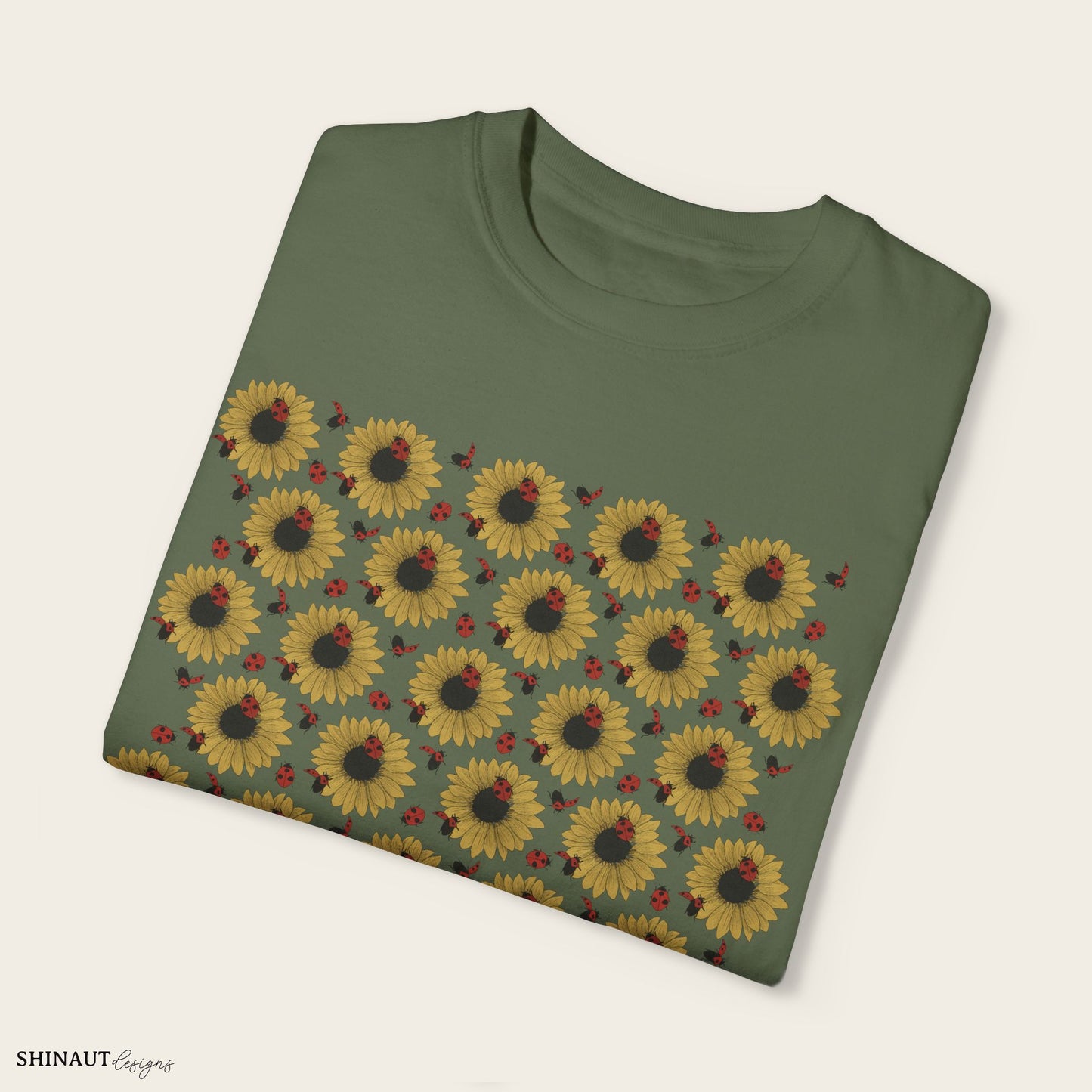 Sunflowers & Ladybugs Unisex Garment-Dyed T-shirt