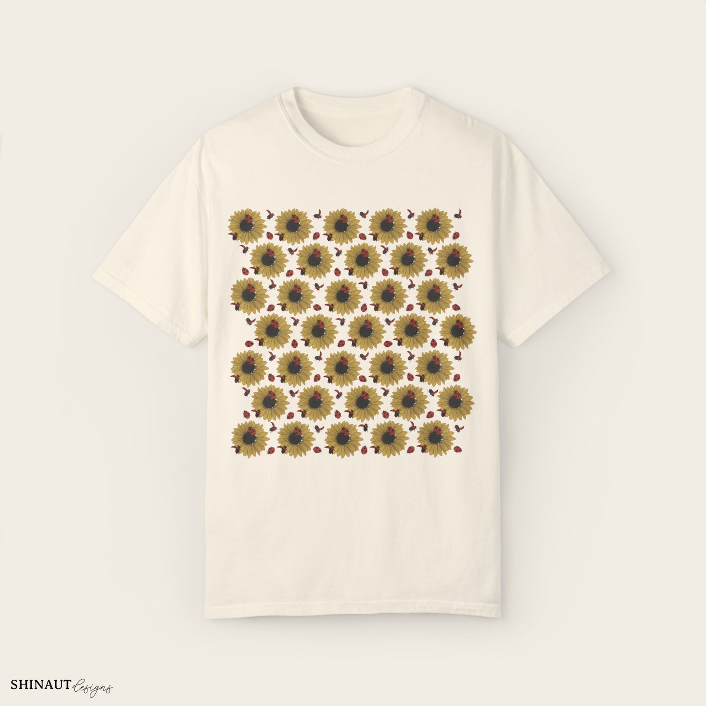 Sunflowers & Ladybugs Unisex Garment-Dyed T-shirt