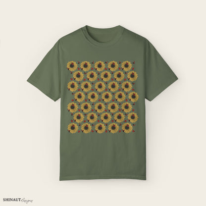 Sunflowers & Ladybugs Unisex Garment-Dyed T-shirt