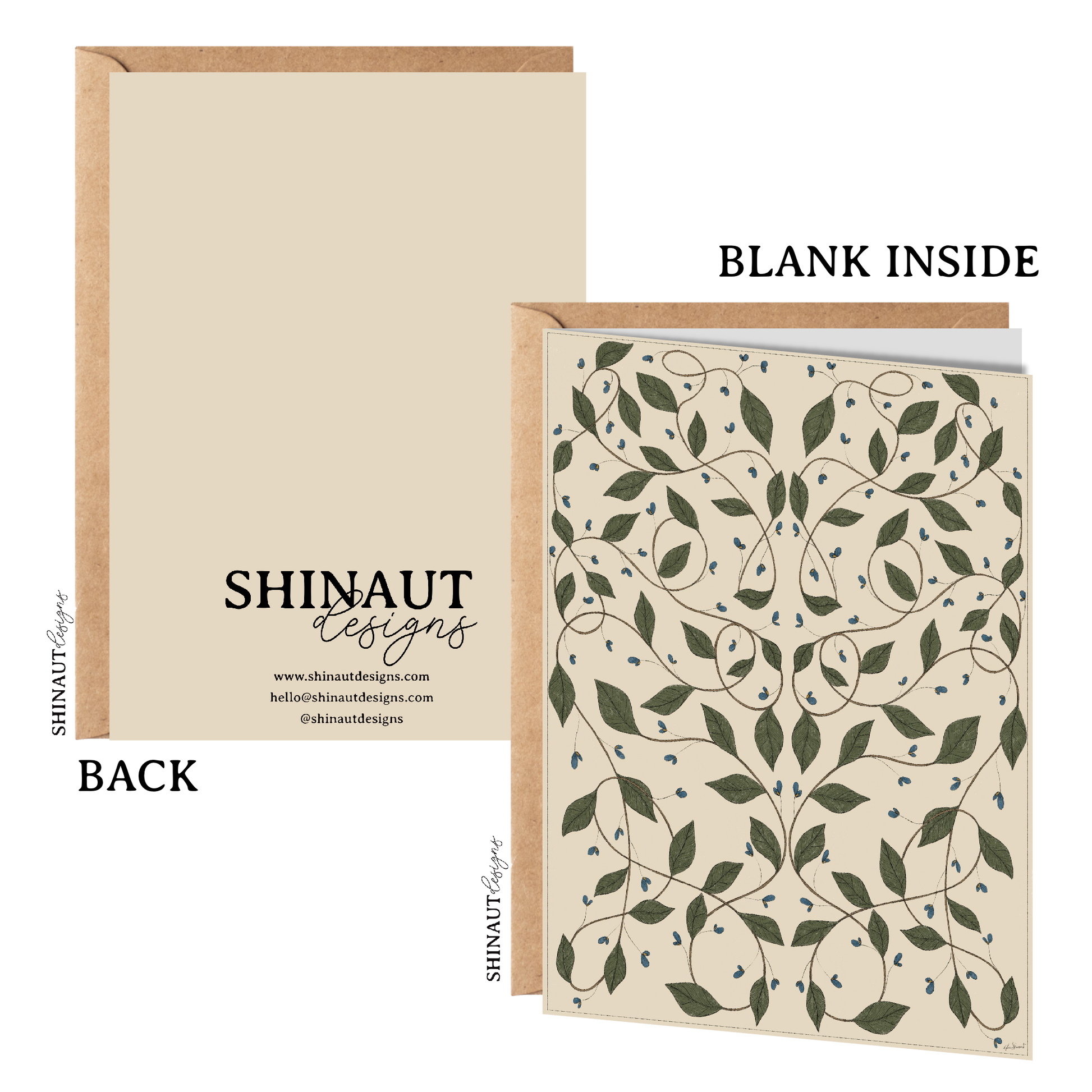 Butterfly Pea Vines Greeting Card front and back
