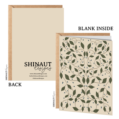 Butterfly Pea Vines Greeting Card front and back