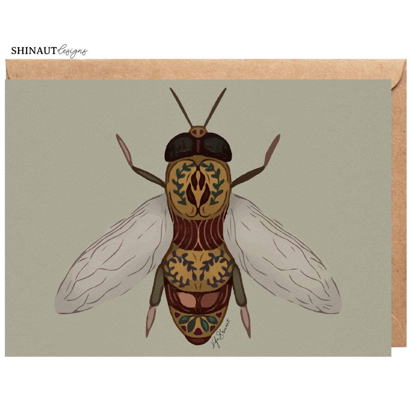 Imperfect Folk Art Bumble Bee Greeting Card