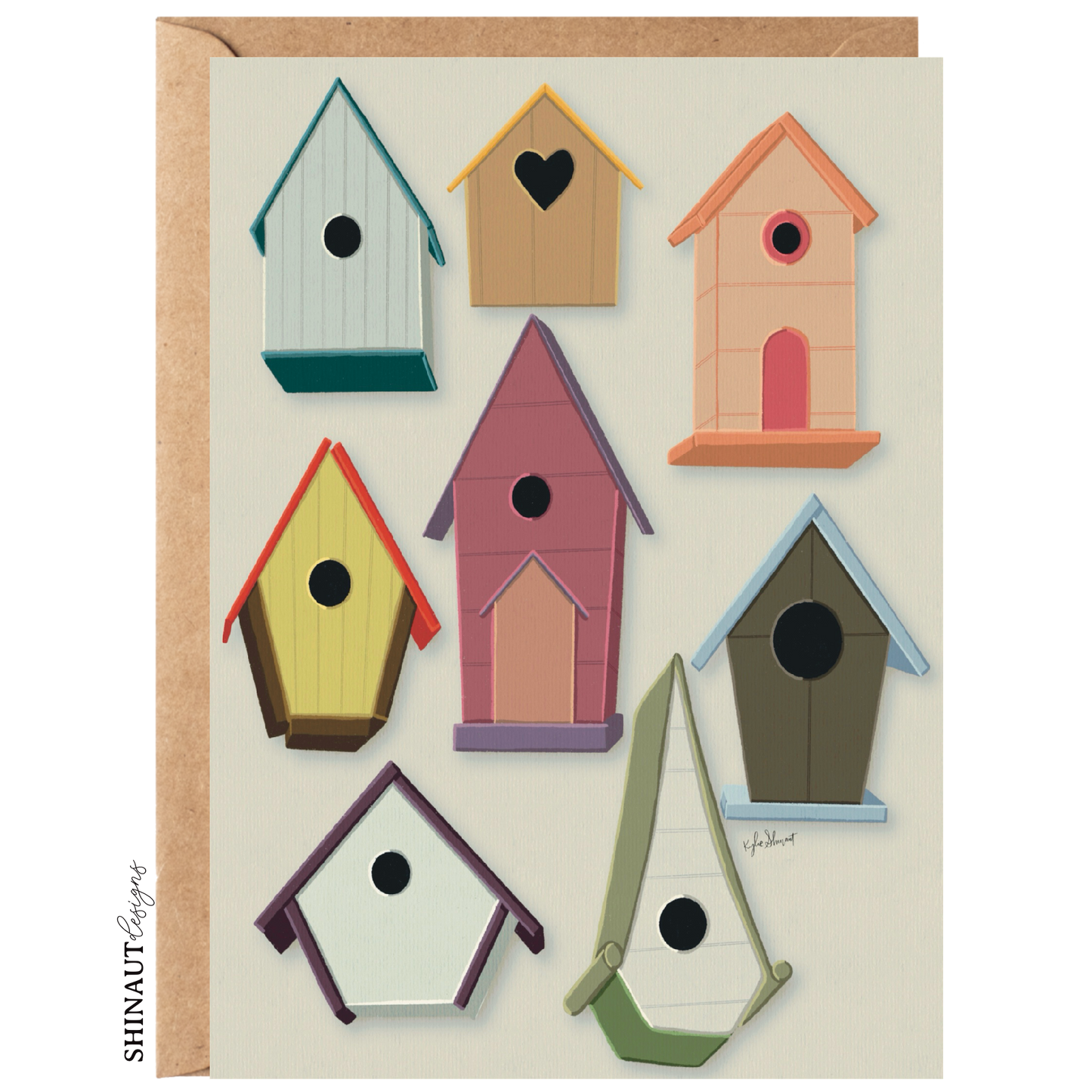 Imperfect Colorful Birdhouses Greeting Card