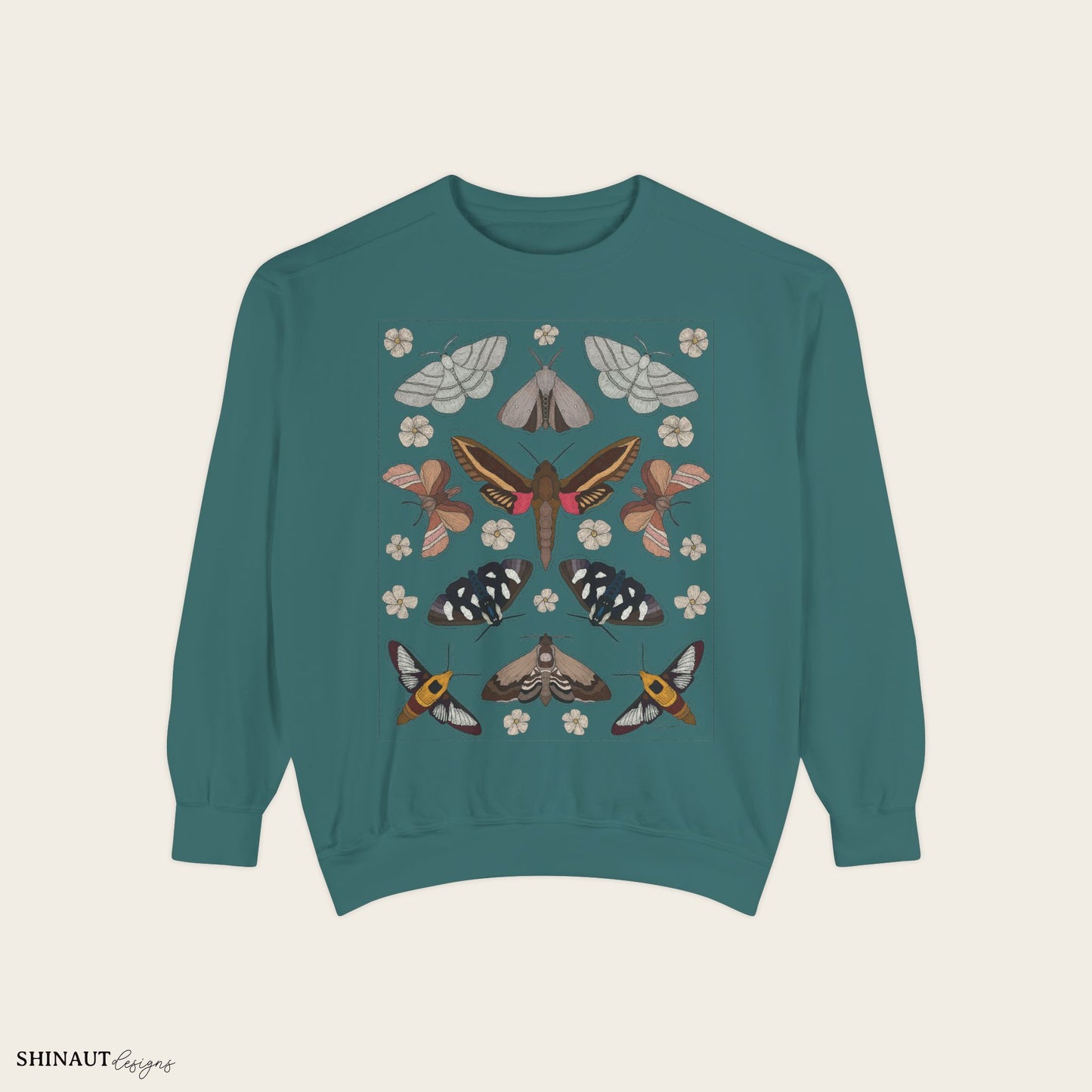 Garden moths crewneck in blue spruce