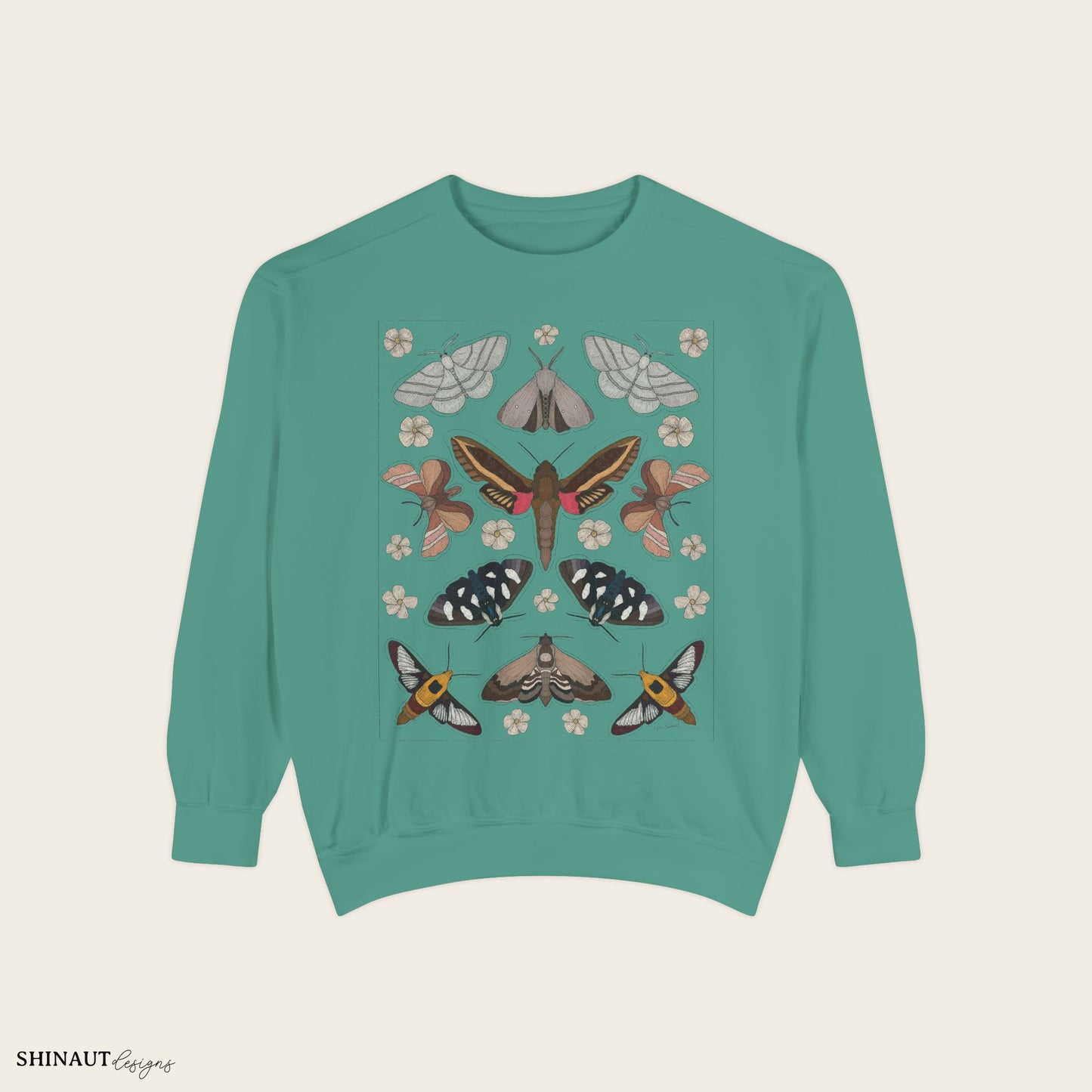 Garden moths crewneck in light green