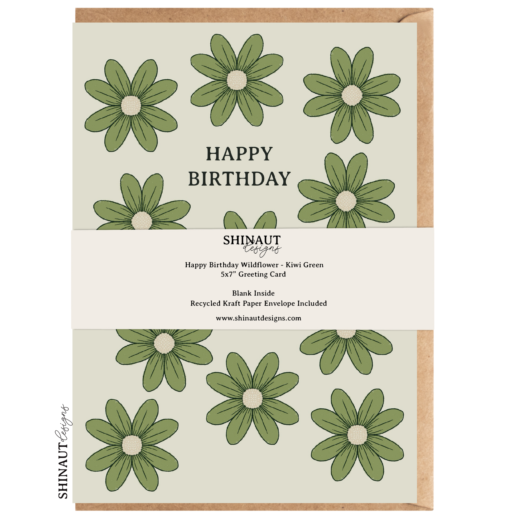 Happy Birthday Wildflower Greeting Card in kiwi green packaging