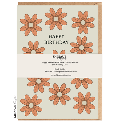 Happy Birthday Wildflower Greeting Card in orange sherbet packaging