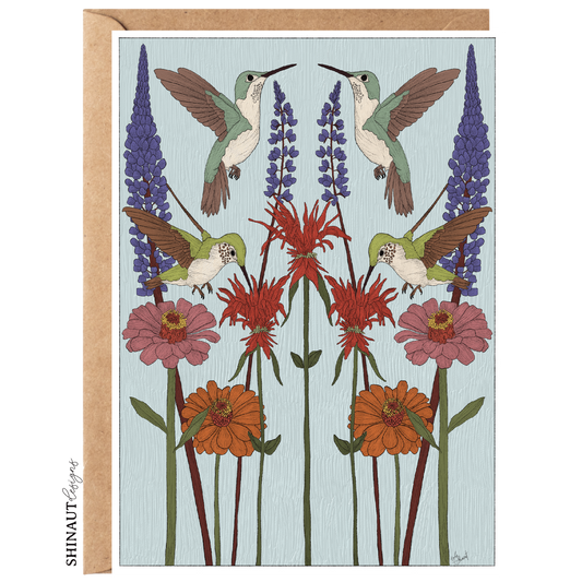 Hummingbird Garden Nouveau Greeting Card