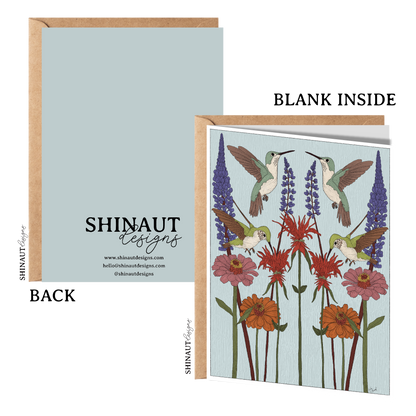 Hummingbird Garden Nouveau Greeting Card