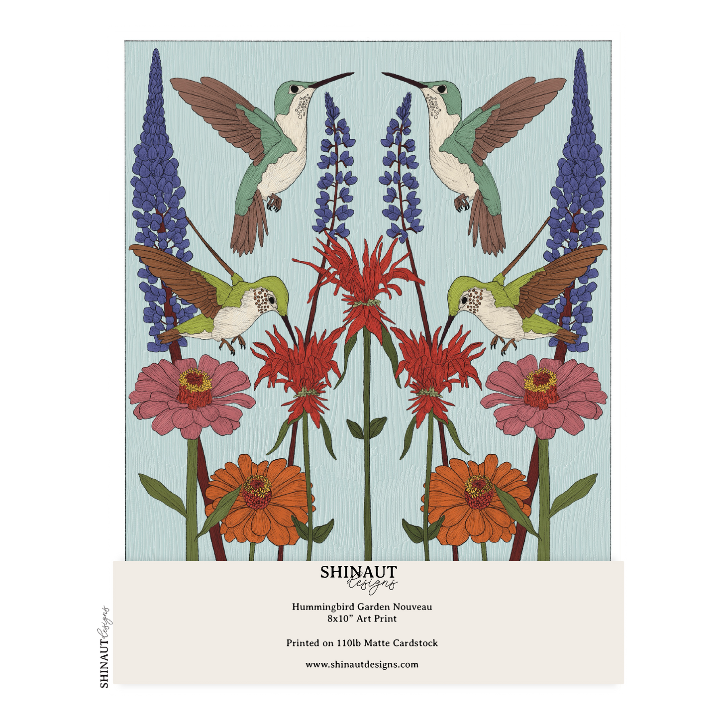 Hummingbird Garden Nouveau Art Print