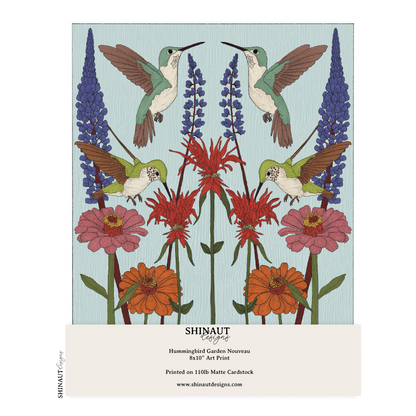 Hummingbird Garden Nouveau Art Print