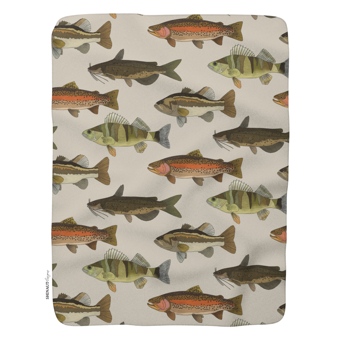 River & Lake freshwater fish sherpa blanket front