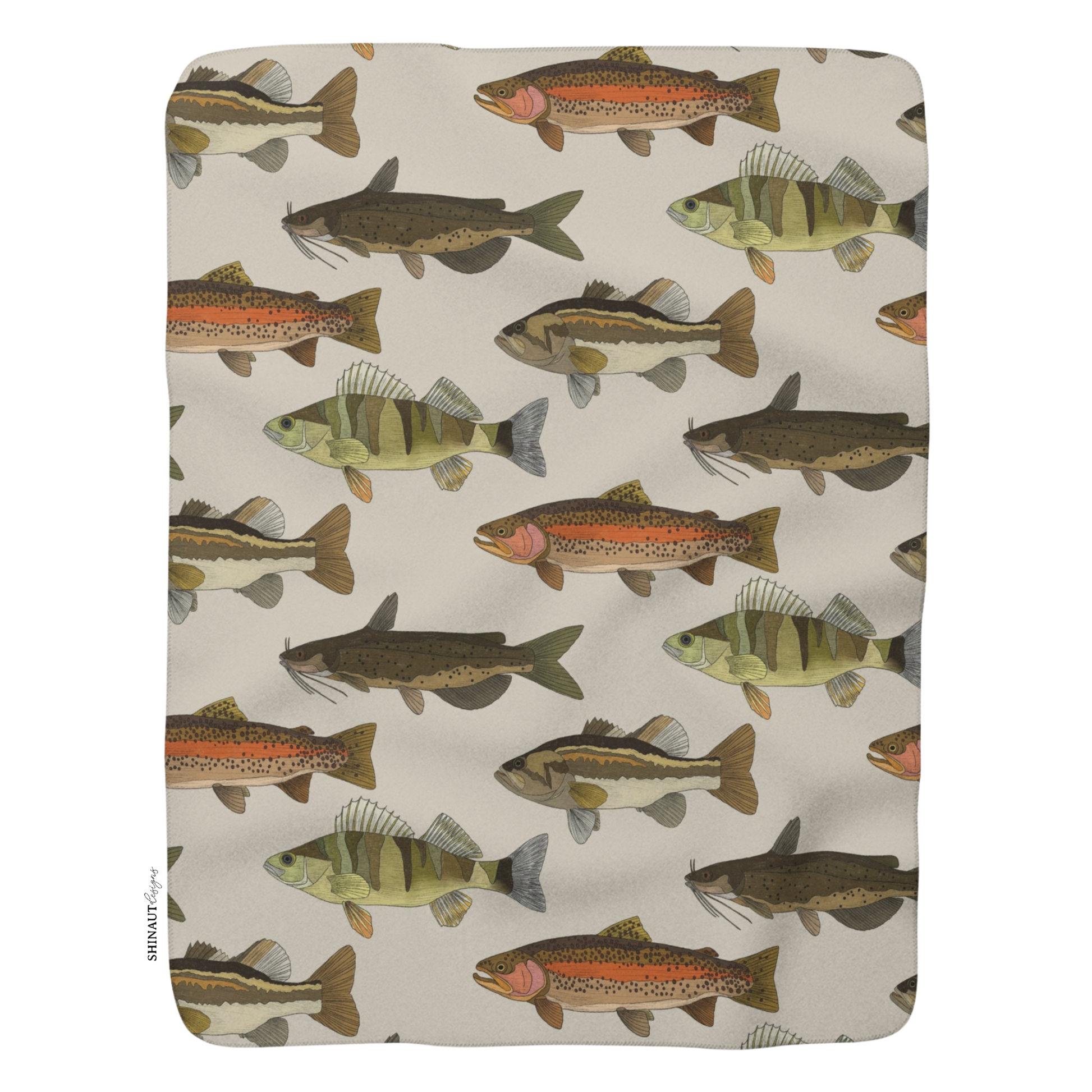 River & Lake freshwater fish sherpa blanket front